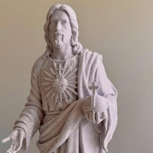 Sacred Heart of Jesus statue in stone-look finish
