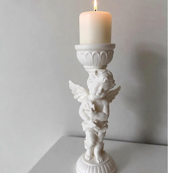 Baroque cherub angel candle holder