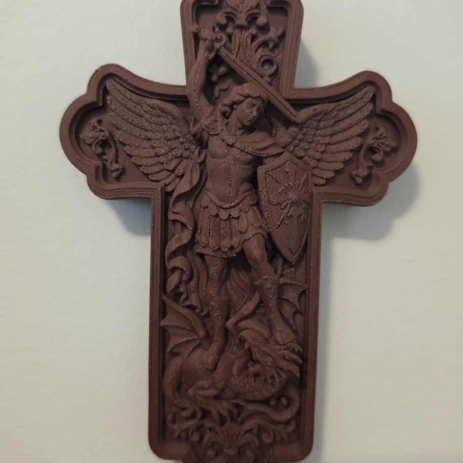 St. Michael Archangel Wall Cross — photo 2 of 3, made to order by Danjo 3D Studio