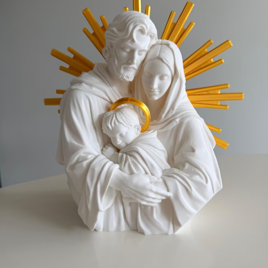 Holy Family Bust with Gold Sunburst Halo — photo 2 of 3, made to order by Danjo 3D Studio
