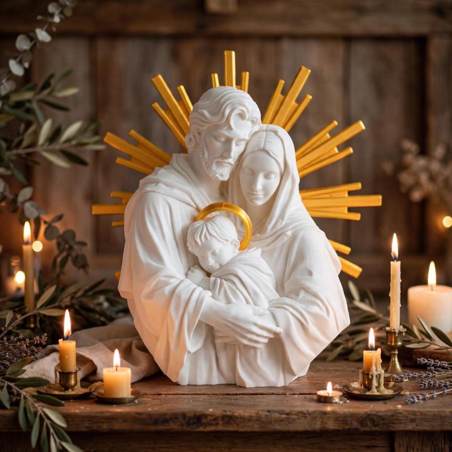 Holy Family Bust with Gold Sunburst Halo — photo 3 of 3, made to order by Danjo 3D Studio