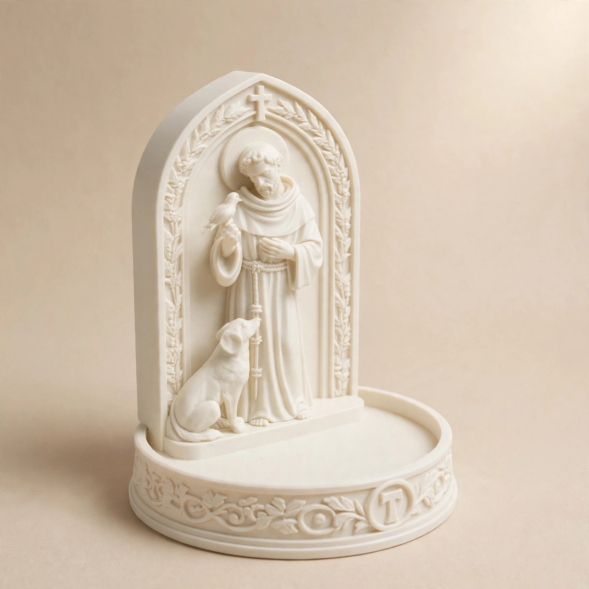 Saint Francis of Assisi rosary holder statue