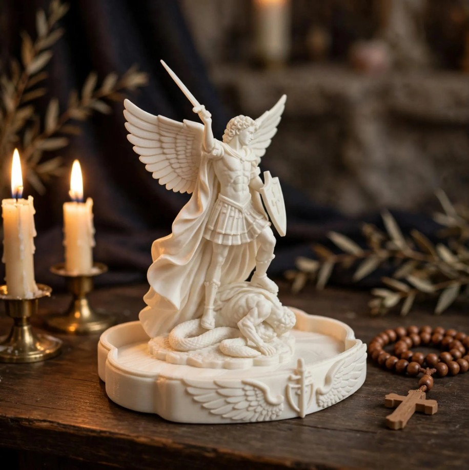 Saint Michael the Archangel Rosary Holder — photo 2 of 3, made to order by Danjo 3D Studio