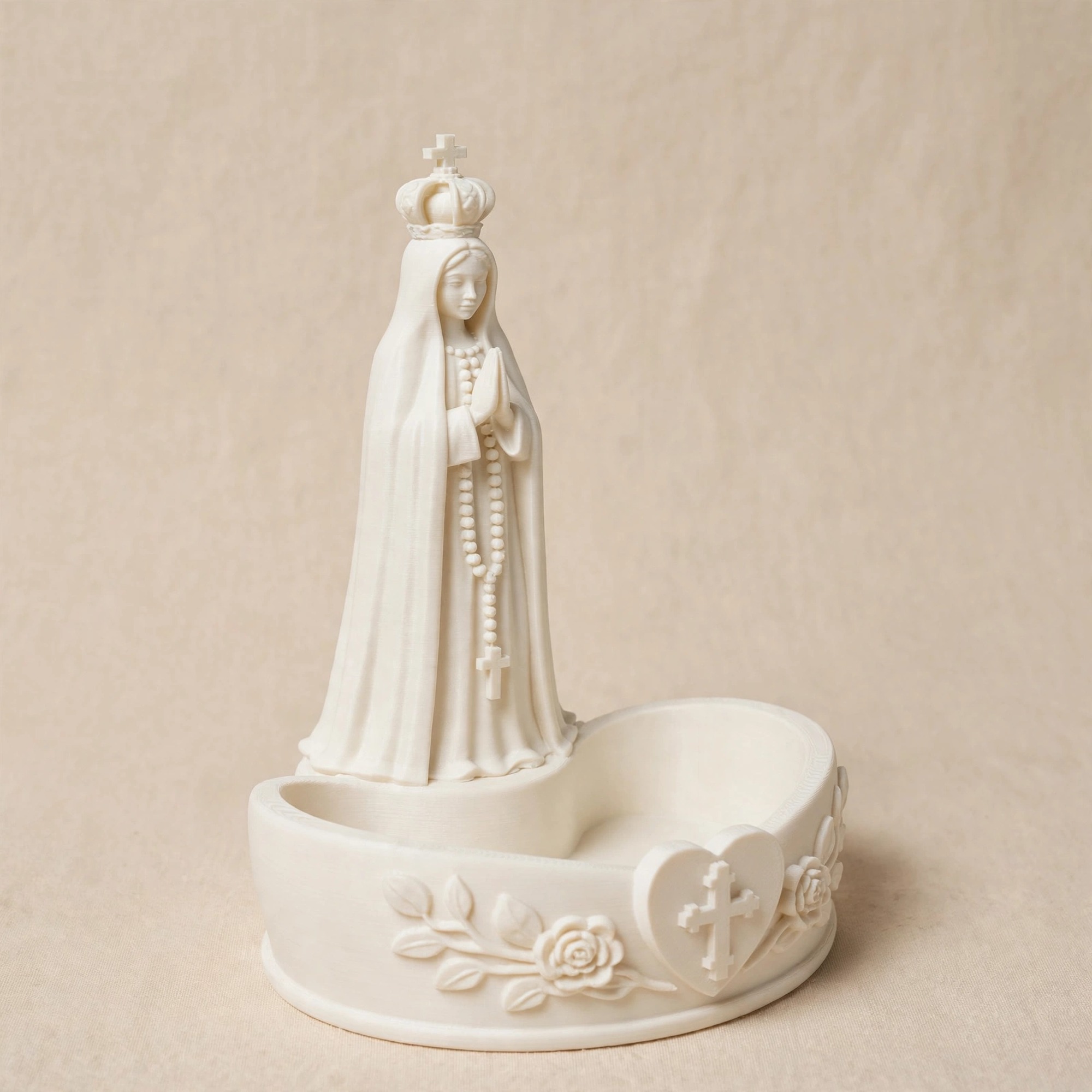 Our Lady of Fatima rosary holder statue