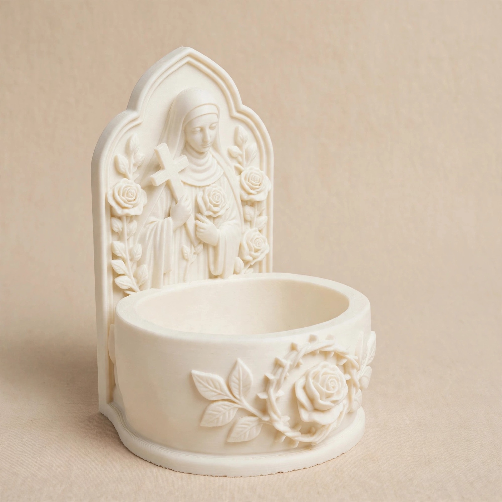 Saint Rita of Cascia rosary holder statue